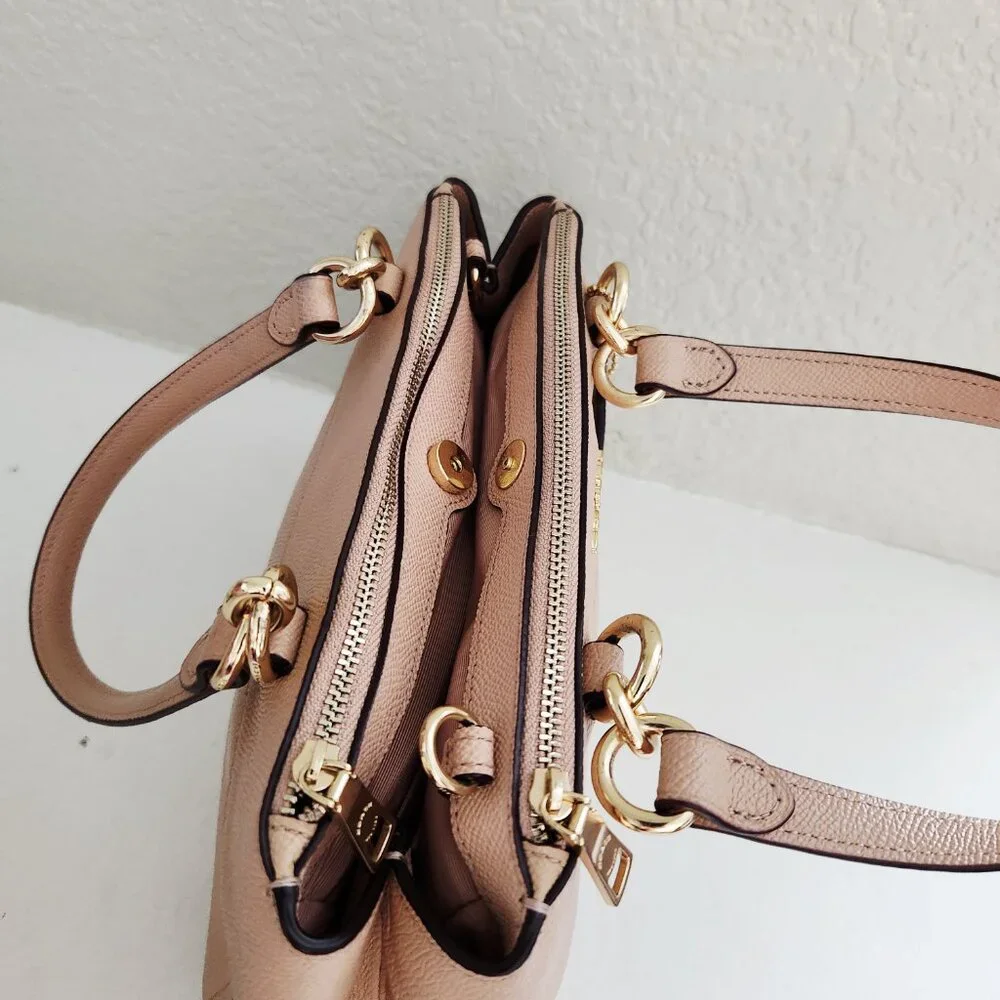 Like New Coach Mini Brooke Blush Leather Shoulder Bag Purse - Picture 9 of 17